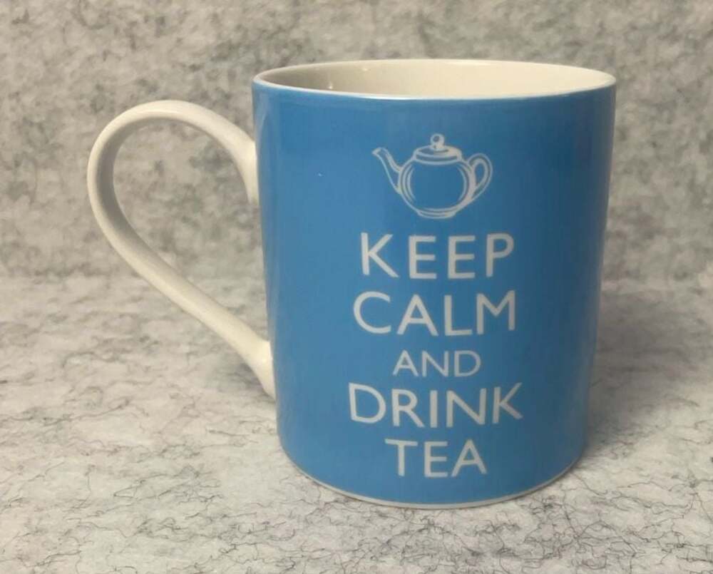 Kent Pottery Keep Calm and Drink Tea Blue Ceramic Mug
